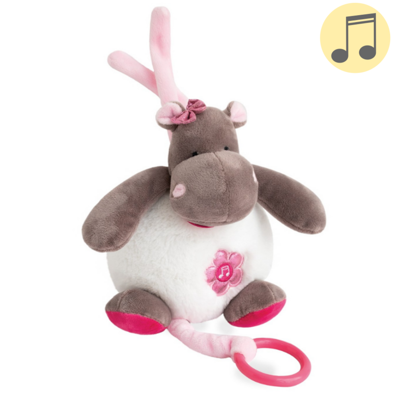 Zoé lhippo boîte à musique blanc rose fleur 